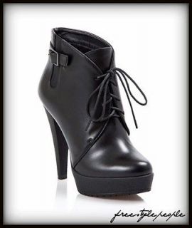 New CHARLES By Charles David Black ADIRAS Platform Lace Up Ankle Boots 