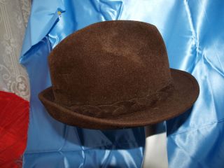 vintage charles knox hatter brown velour fedora hat 7 1/8