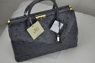 Jacky&Celine gift leather ladies tote GREY gold large office laptop 