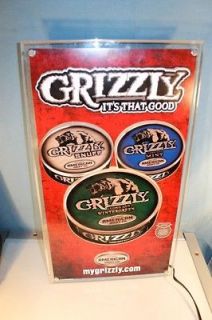 GRIZZLY AMERICAN SNUFF CO LIGHT UP ADVERTISING SIGN TOBACCO DISPLAY