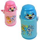 Cartoon Kids Thermos Vacuum Cup Drink Bottle With Straw Lanyard 