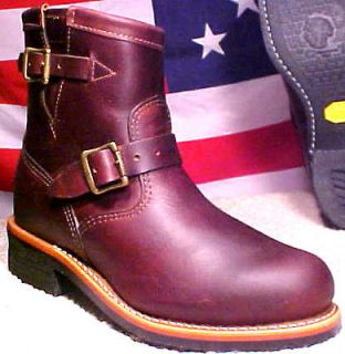 CHIPPEWA MEN SIZE 10 E MADE IN USA STEEL TOE CORDOVAN MOTORCYCLE BOOT 