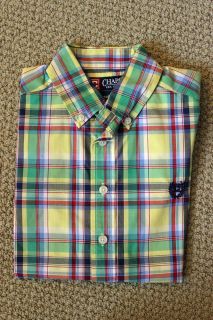 NWT Chaps Ralph Lauren Button Shirt Boys Short Sleeve Plaid $32 Free 
