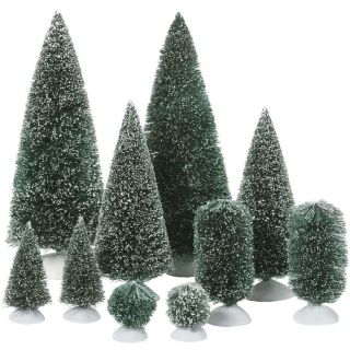 Dept 56 Christmas Village Bag O Frosted Topiaries Small Trees 