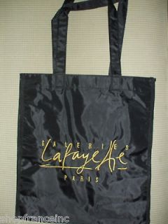 Galeries Lafayette Paris Black Shopping Bag Tote Purse Nylon