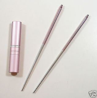 Deluxe XL Pink Chopsticks Portable Pen Pocket Size Aluminum Alloy 