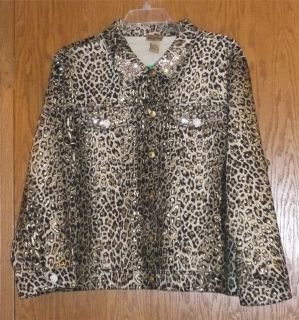 MIDNIGHT VELVET CHEETAH PRINT WITH GOLD AND BEADING JACKET SIZE 2X 