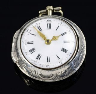   Repousse Pair case verge Fusee pocket watch Montre a coq Spindeluhr