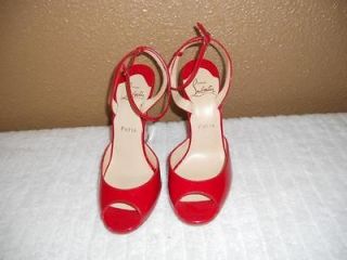 CHRISTIAN LOUBOUTIN VERY VERY 100 Red PATENT WEDGE SHOES Size 36.5 /6