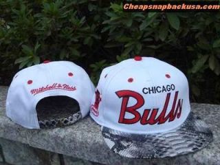 Chicago Bulls Strapback Snakeskin Snapback Hats Caps White