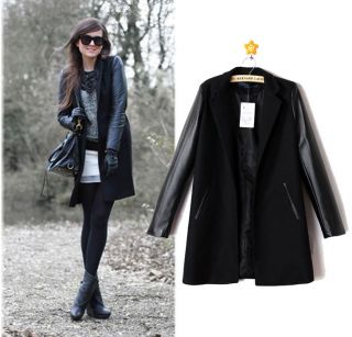 womens long leather coat in Coats & Jackets