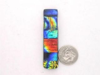 TY HANDCRAFTED FUSED DICHROIC GLASS TY DYE SLIDE PENDANT  HOLIDAY 