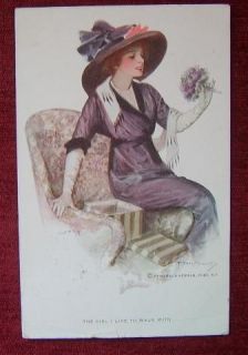 ARTIST SIGNED POSTCARD / F.EARL CHRISTY / THE GIRL I LIKE TO WALK WITH 