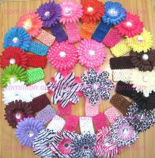   bow accessory baby girl 26 Crochet Headbands 26 Daisy Flower clips