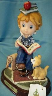 Montefiori Collection Italy School Boy Figurine Books Puppy Hang Tag 9 