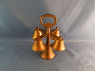 NICE COLLECTIBLE VINTAGE CONNECTED SET FIVE SMALL BRASS BELLS SERVANT 