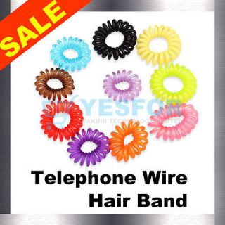 New Cute Colorful Telephone Wire Cord Hair Band 10 pcs