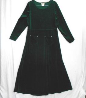 Womens Coldwater Creek Green Velvet Knit Long Dress L..40 