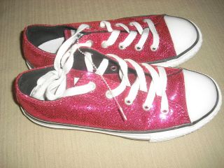 CONVERSE pink glitter lo top chuck taylor shoes~Sz 2 youth