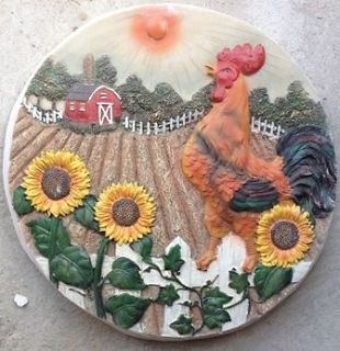 Rooster 1, plaque, stepping stone, plastic mold, concrete mold, cement 