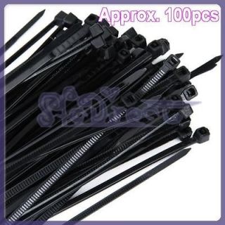 100 pc PACK 7.7 INCH BLACK Cable Wire Straps Tie Zip