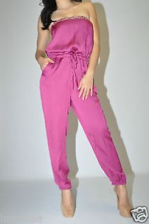149 M/L 10 bebe Dress Jumpsuit Pink Purple Embellished Tube Pants 