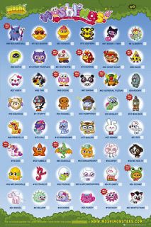 Moshi Monsters Poster   Moshlings Tick Chart   Nintendo Gaming Poster