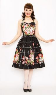 BERNIE DEXTER Cotton Cheesecake Swing BELLE BLACK Floral BOUQUET Dress 