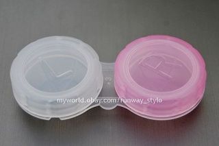 High Quality Korean Clear Contact Lens Case   Pink & White *New*