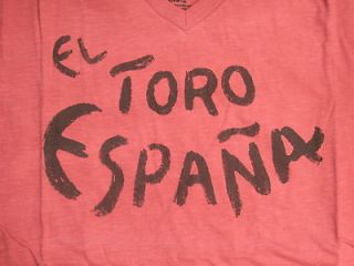 Lucky Brand T Shirt Coral Red w/brown El Toro Espana Mens Large $ 