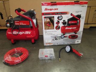 Snap on® 3 GALLON HEAVY DUTY OIL FREE STYLE AIR COMPRESSOR KIT NEW!