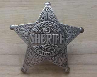 LINCOLN COUNTRY SHERIFF BADGE BW   3 POLICE WESTERN