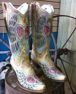 NEW CORRAL A1976 Ladies Antique SaddleBlue Jean Wing And Heart INLAY 