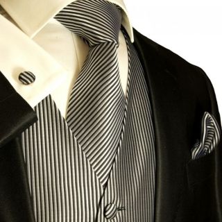   Malone Wedding Vest Set, Black and Silver, Tie, Cravat & Accessories