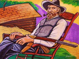   HATFIELD PAINTING mccoys pipe kevin costner western winchester rifle