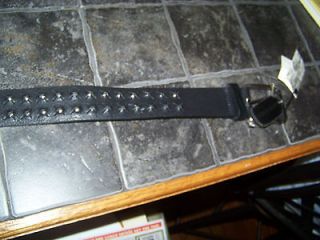 Fabio Corti Black Silver Studded Leather Belt 44 End to End NWTags