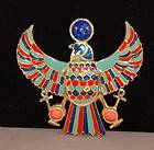   Egyptian Revival Enameled Accessocraft Vintage Falcon Brooch WOW