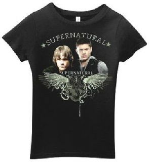 Supernatural TV Series Sam and Dean Wings Baby Doll Shirt SIZE SMALL 