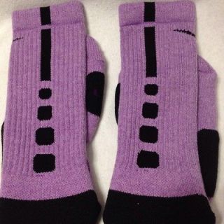 Custom Nike Elite Basketball Socks Purple wiith Black Stripes Medium 