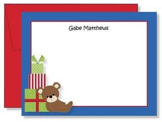   Personalized FLAT Teddy Bear & Gifts Christmas Thank You Note Cards