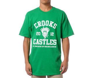 Crooks and Castles Primetime T shirt Green White & Decade Anniversary 
