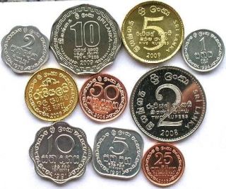 Sri Lanka Full Set of 10 Coins,1Cent 10​Rupees,New Type