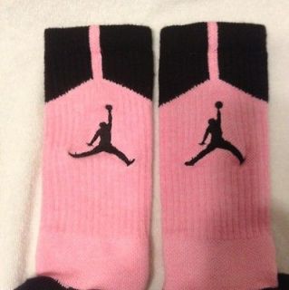Custom Nike Elite Air Jordan Crew Pink Basketball Socks Size Medium 6 