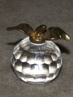 Handmade crystal clear glass faceted ball brass leaf stem mini 