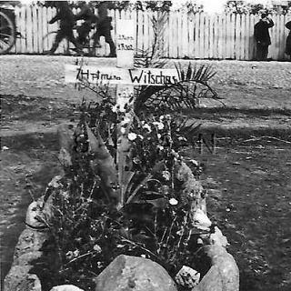 WWII Ger RP  Cemetery  Grave  Cross  Helmet  Artillery Shell 