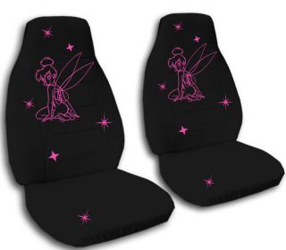 CUTE SET OF TINKERBELL ON black CAR SEAT COVERS + swc l