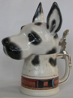 Great Dane Harlequin dog character beer stein
