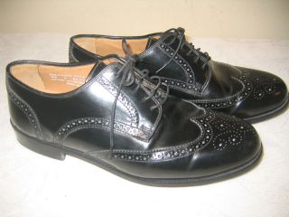 David Taylor Mens Black Leather Wing Tip Lace Up Oxford Dress Shoes 