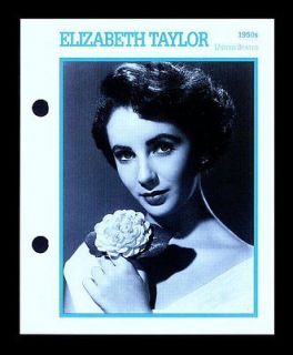 ELIZABETH TAYLOR KOBAL COLLECTION MOVIE STAR BIOGRAPHY CARD BY ATLAS