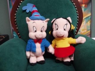 Porky/ Petunia pig couple bean bag plush toy cloth doll Warner Store 